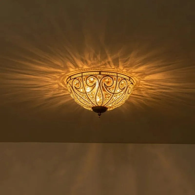 Kristy Retro LED Flush Mount Ceiling Light Metal/Glass Living Room