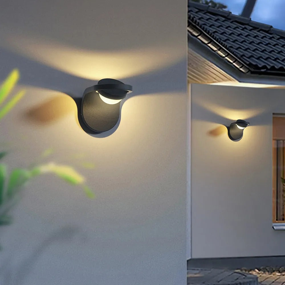 Ray Modern Arc Metal Acrylic Solar Waterproof Adjustable Outdoor Wall Lamp