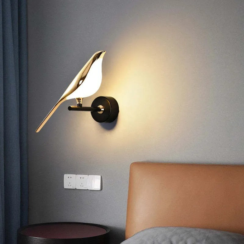 Arisha Minimalist Magpie Bird Wall Lamp Bedroom - Letslighting