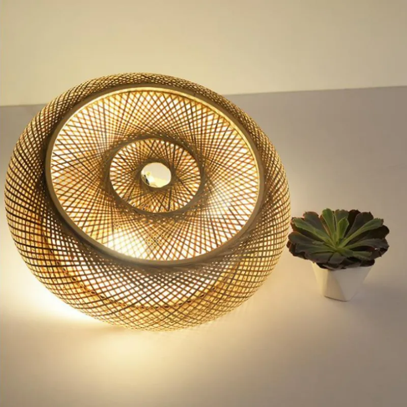 Ritta Rattan Woven Rustic LED Flush Mount Ceiling Light