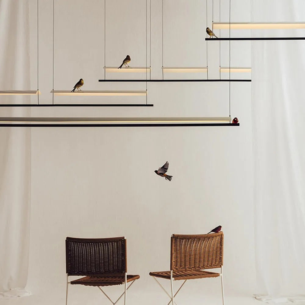 Arisha Minimalist Linear Metal Pendant Light Flat Curved