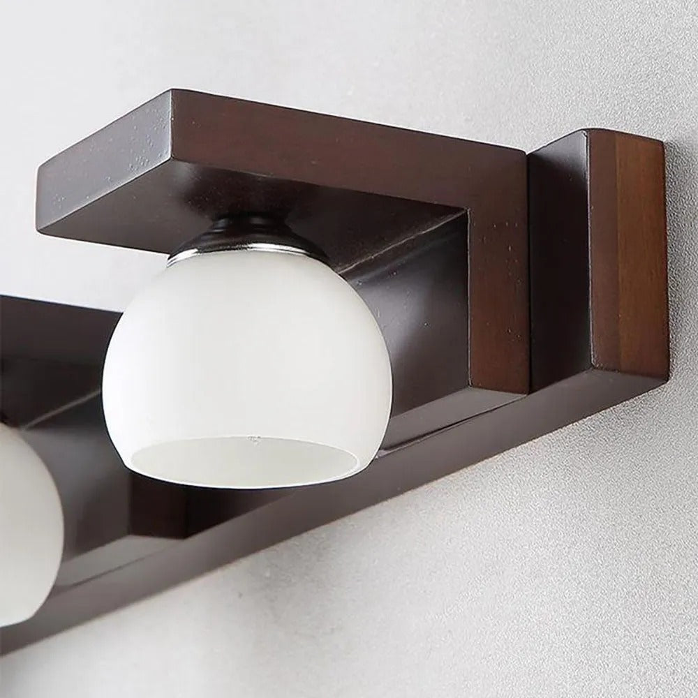 Muto Vintage Mirror Front Vanity Wall Lamp Wood Glass