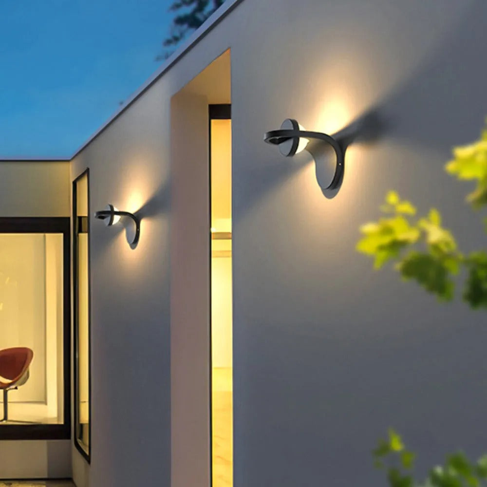 Ray Modern Arc Metal Acrylic Solar Waterproof Adjustable Outdoor Wall Lamp