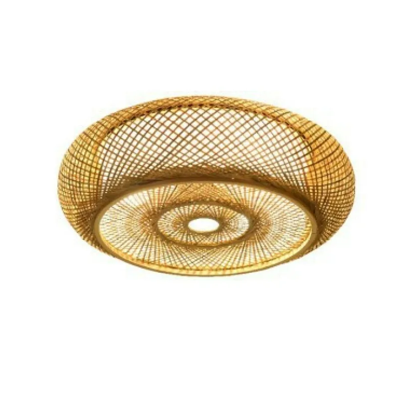 Ritta Rattan Woven Rustic LED Flush Mount Ceiling Light