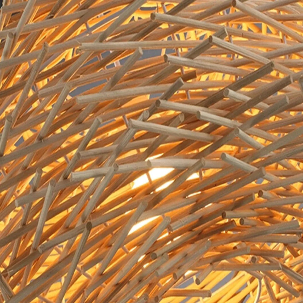 Muto Wooden Bird Ritta Rattan Pendant Light Wood