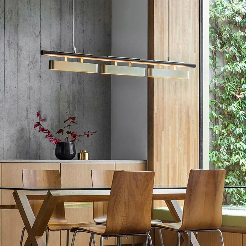 Arisha Pendant Light Rectangular Modern Metal Brass Office - Letslighting
