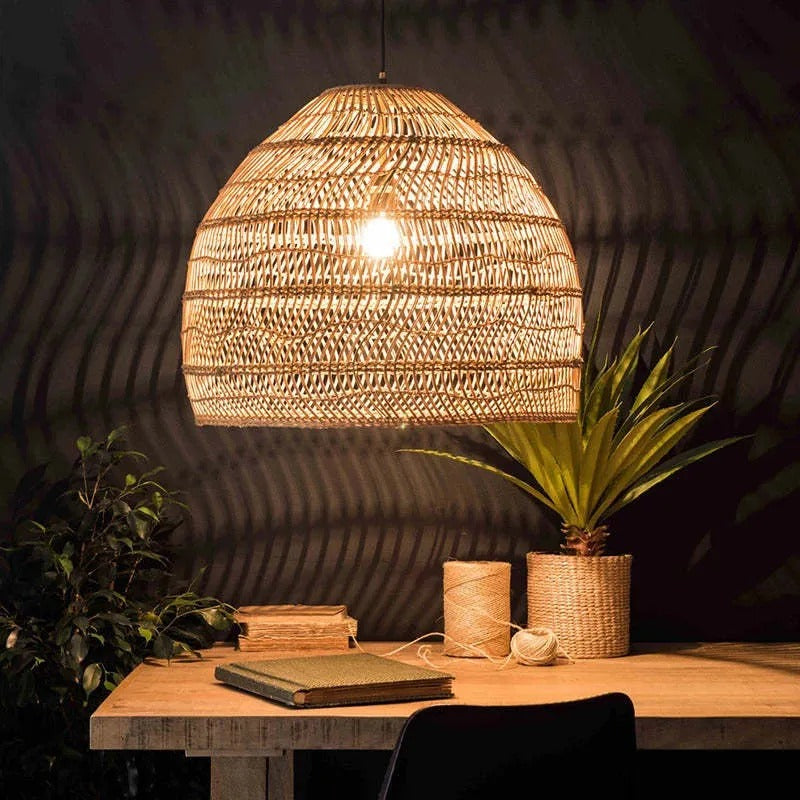 Ritta Rattan Bamboo Lampshade Hand Knitted Pendant Light