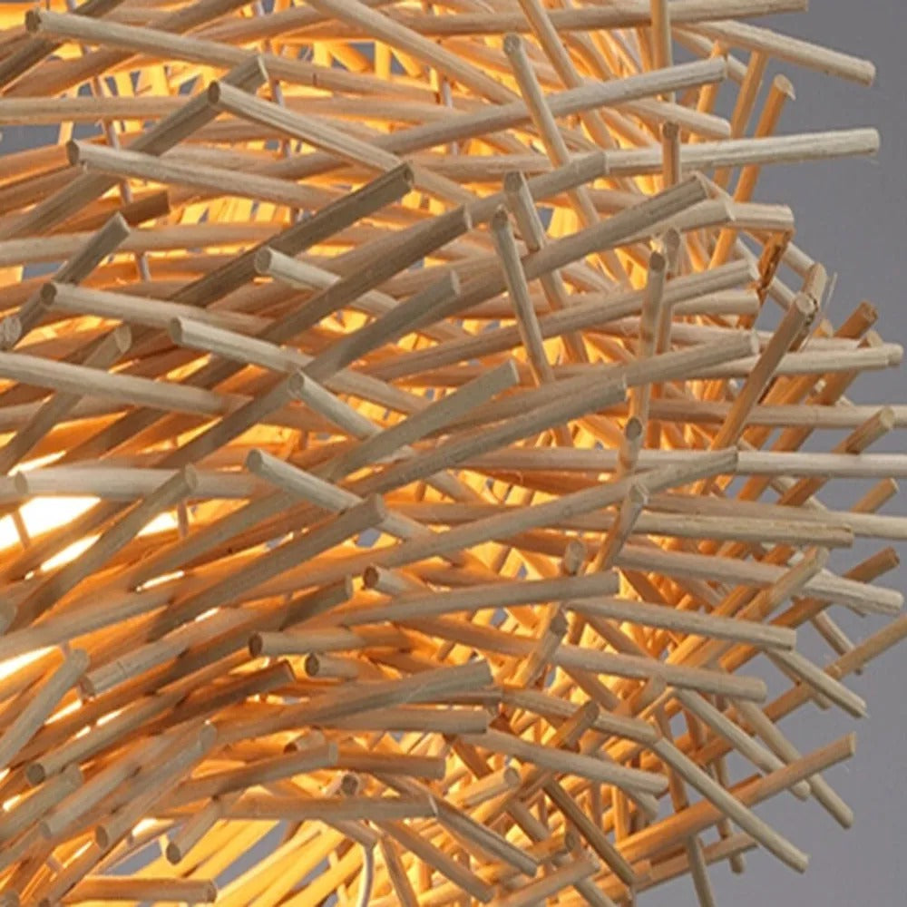 Muto Wooden Bird Ritta Rattan Pendant Light Wood