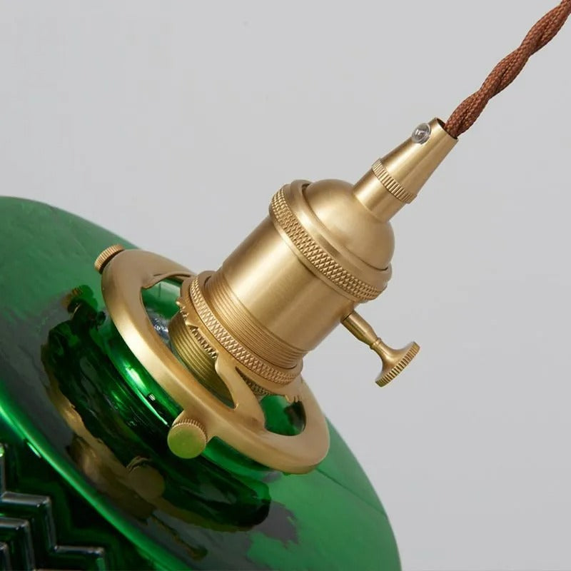 Valentina Retro LED Pendant Light Metal Green Glass Dining Room