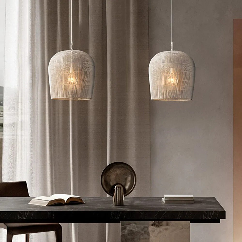 Ritta Wabi Sabi Bird Cage Rattan Metal Pendant Light