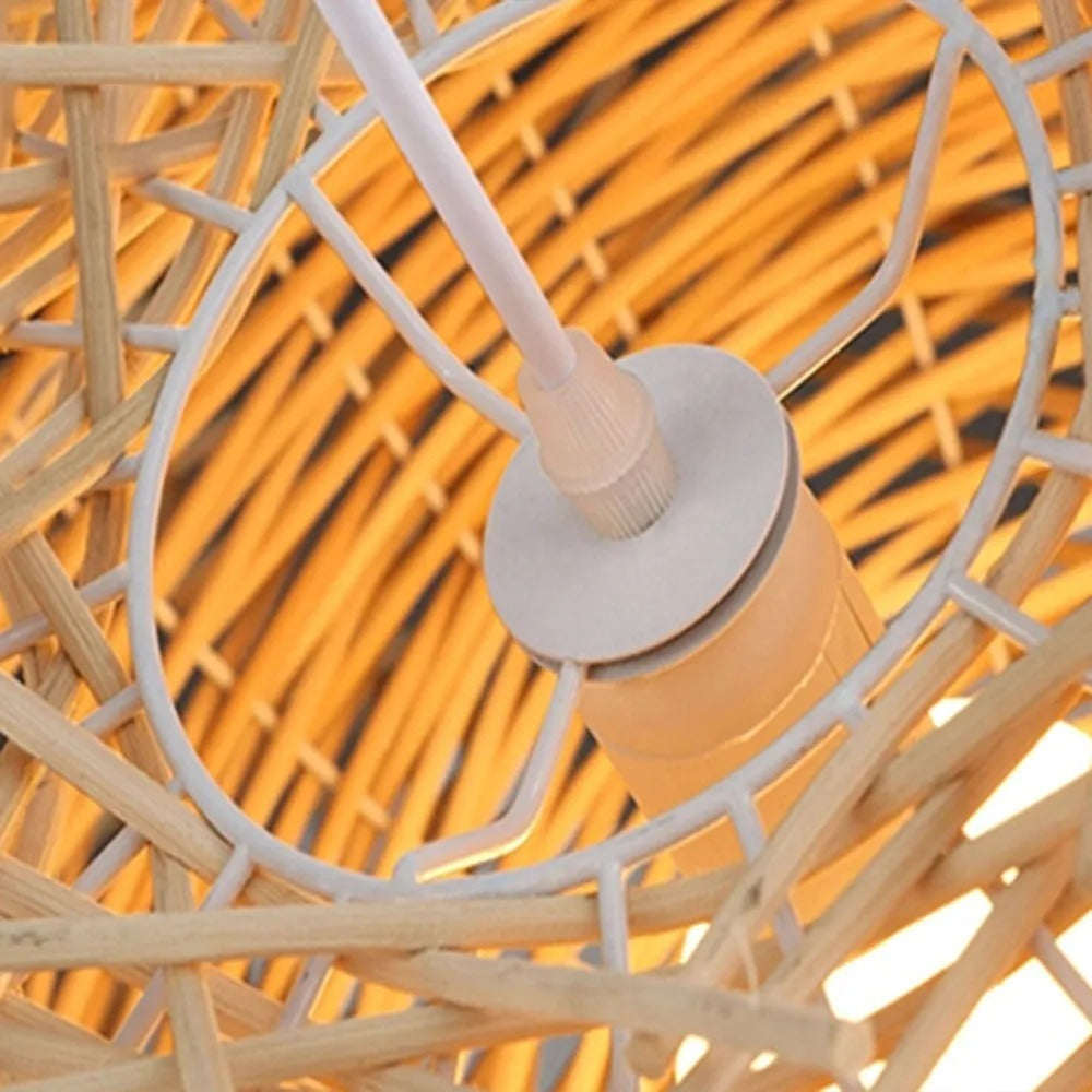 Muto Wooden Bird Ritta Rattan Pendant Light Wood