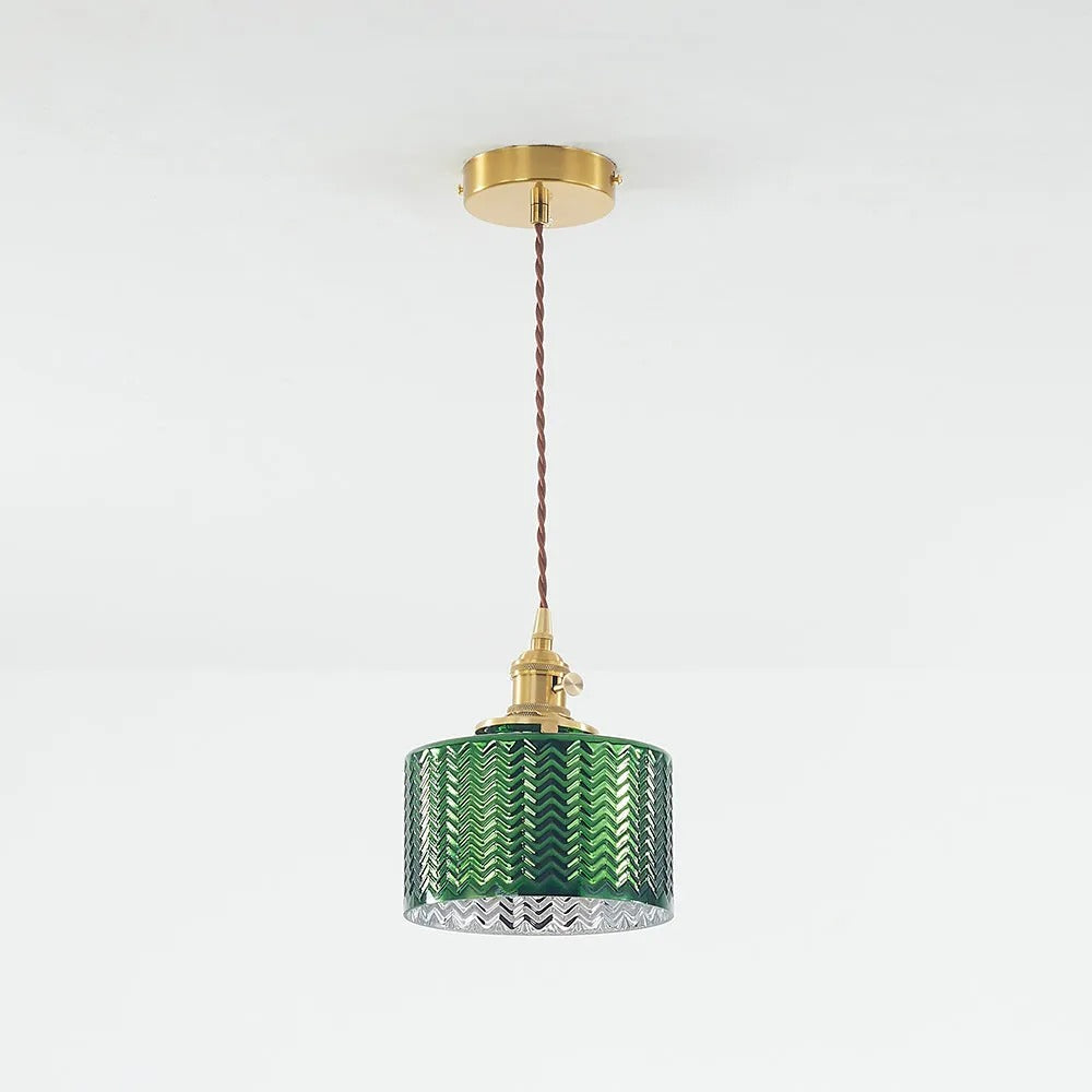 Valentina Retro LED Pendant Light Metal Green Glass Dining Room