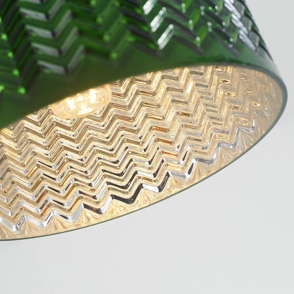 Valentina Retro LED Pendant Light Metal Green Glass Dining Room