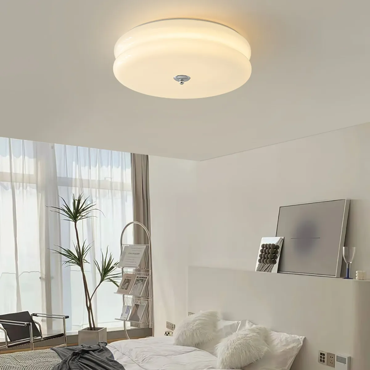 ValentinaVintage Round Flush Mount Ceiling Light Two Layer