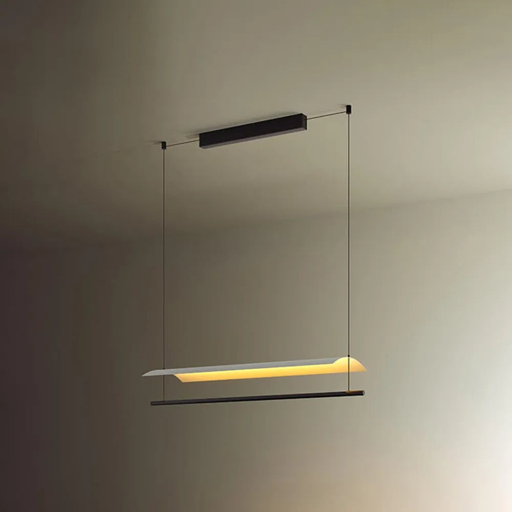 Arisha Minimalist Linear Metal Pendant Light Flat Curved