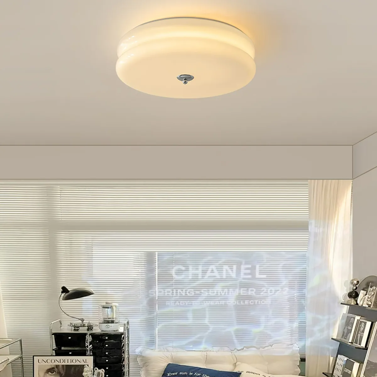 ValentinaVintage Round Flush Mount Ceiling Light Two Layer