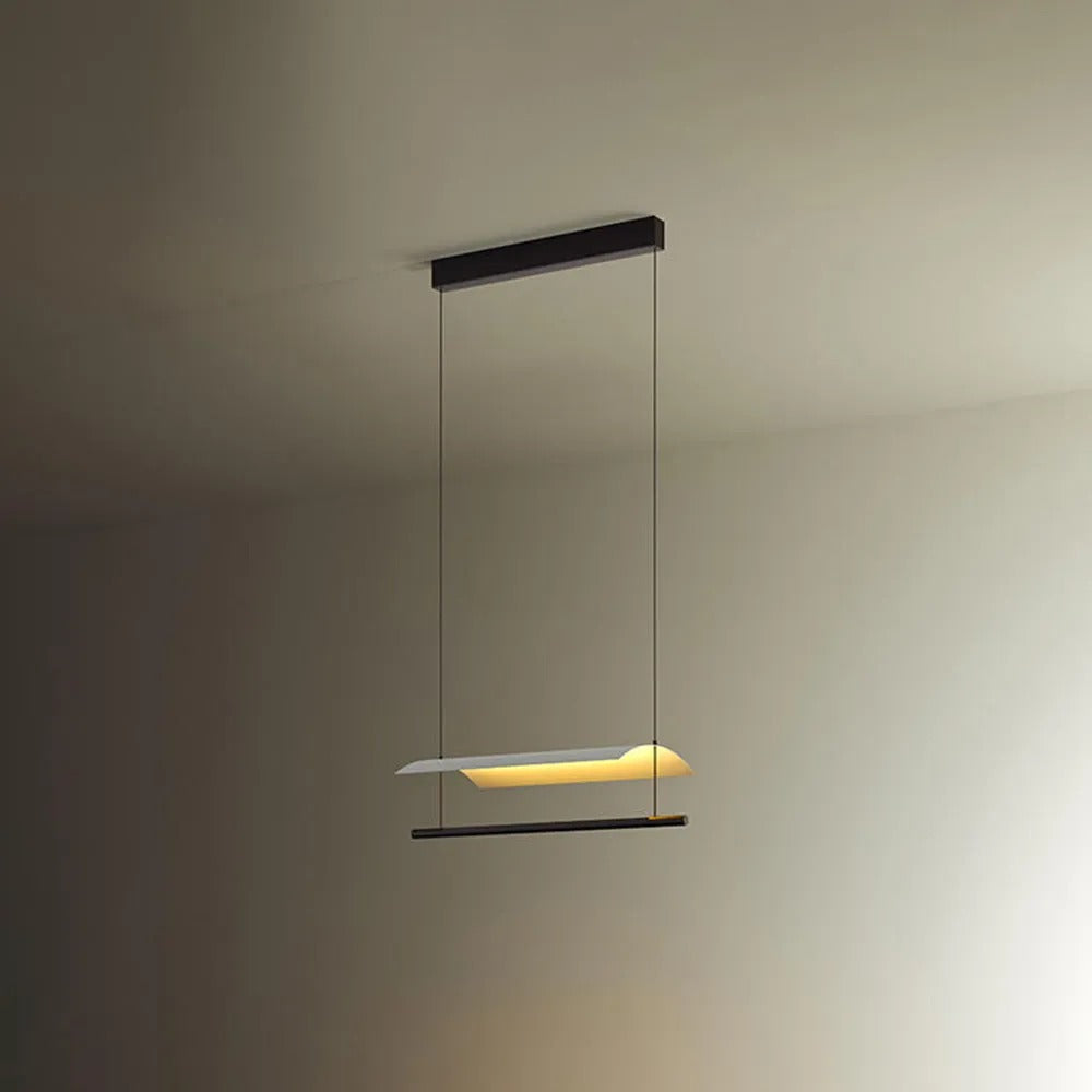 Arisha Minimalist Linear Metal Pendant Light Flat Curved
