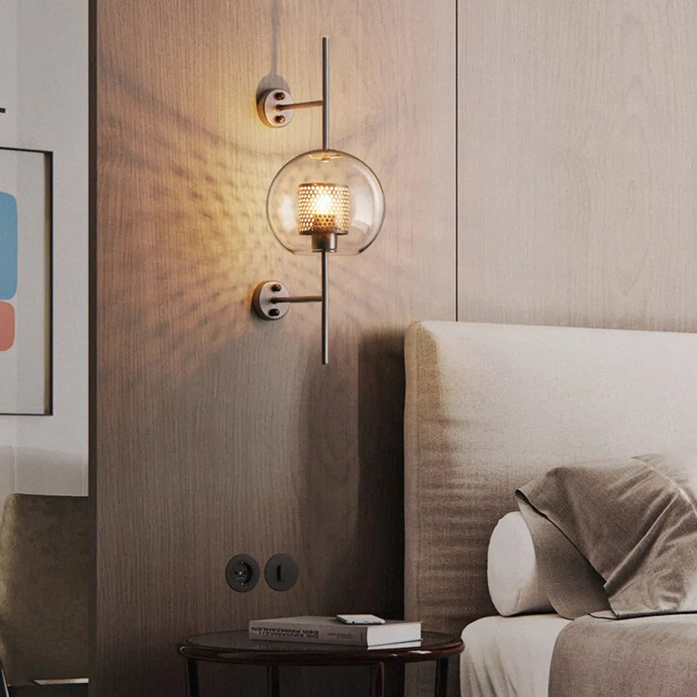 Arisha Industrial Global Wall Lamp Metal Glass Bedroom