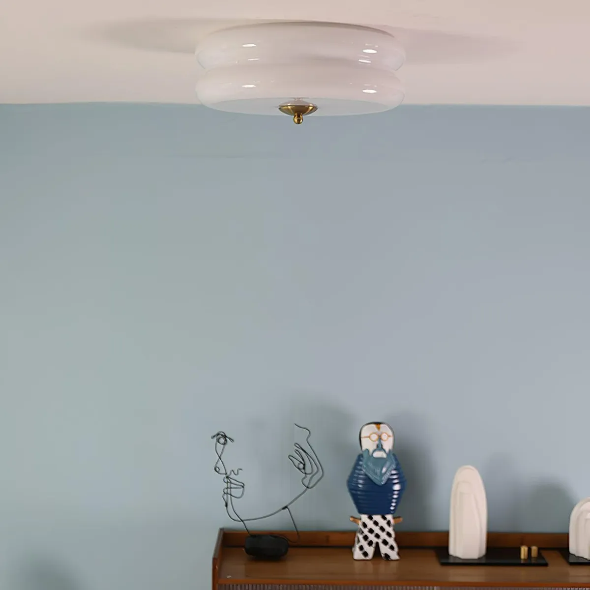 ValentinaVintage Round Flush Mount Ceiling Light Two Layer
