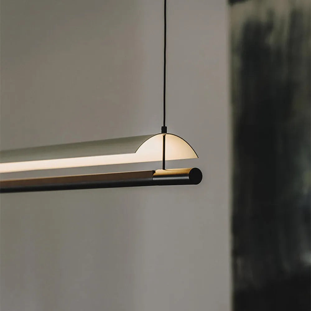 Arisha Minimalist Linear Metal Pendant Light Flat Curved