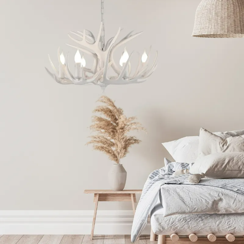 Epoch Retro Deer Horn Resin Chandelier Living Room - Letslighting