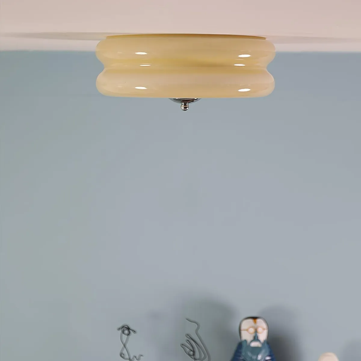 ValentinaVintage Round Flush Mount Ceiling Light Two Layer
