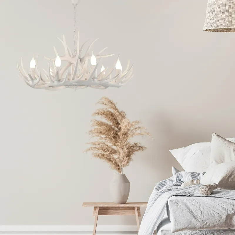 Epoch Retro Deer Horn Resin Chandelier Living Room - Letslighting