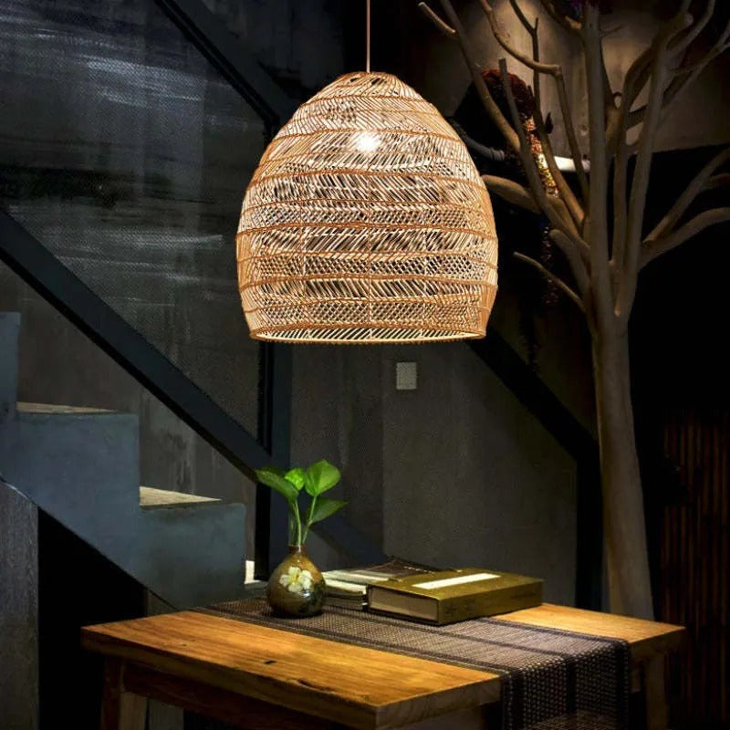 Ritta Rattan Bamboo Lampshade Hand Knitted Pendant Light