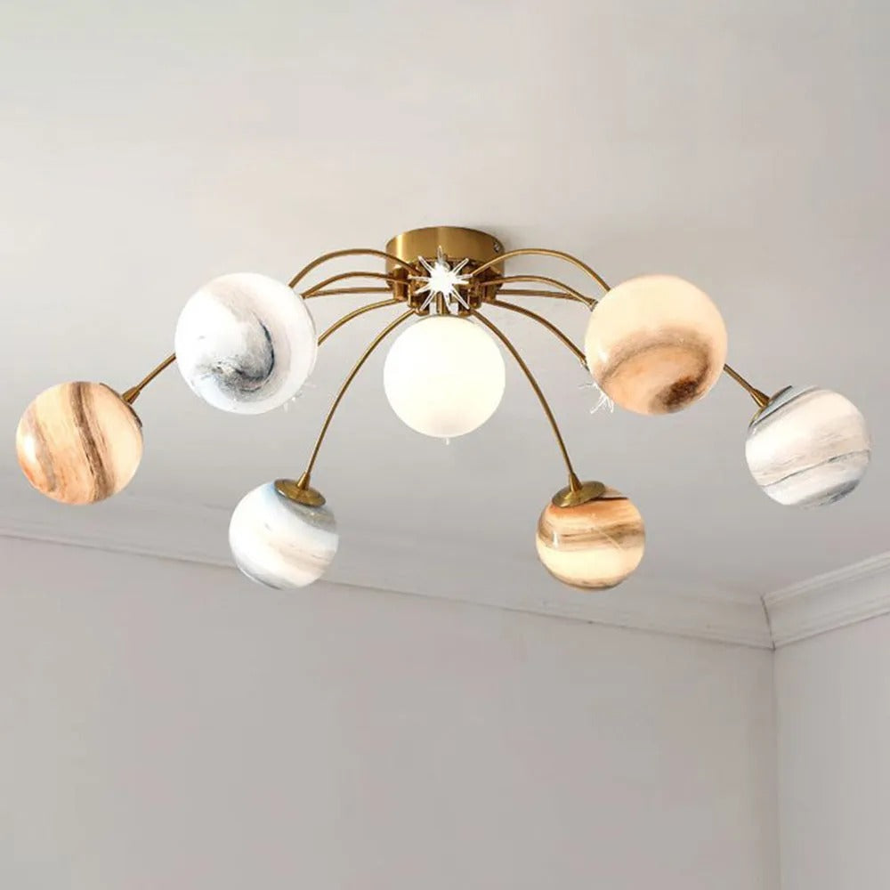 Aria Modern Planet Flush Mount Ceiling Light, Living Room