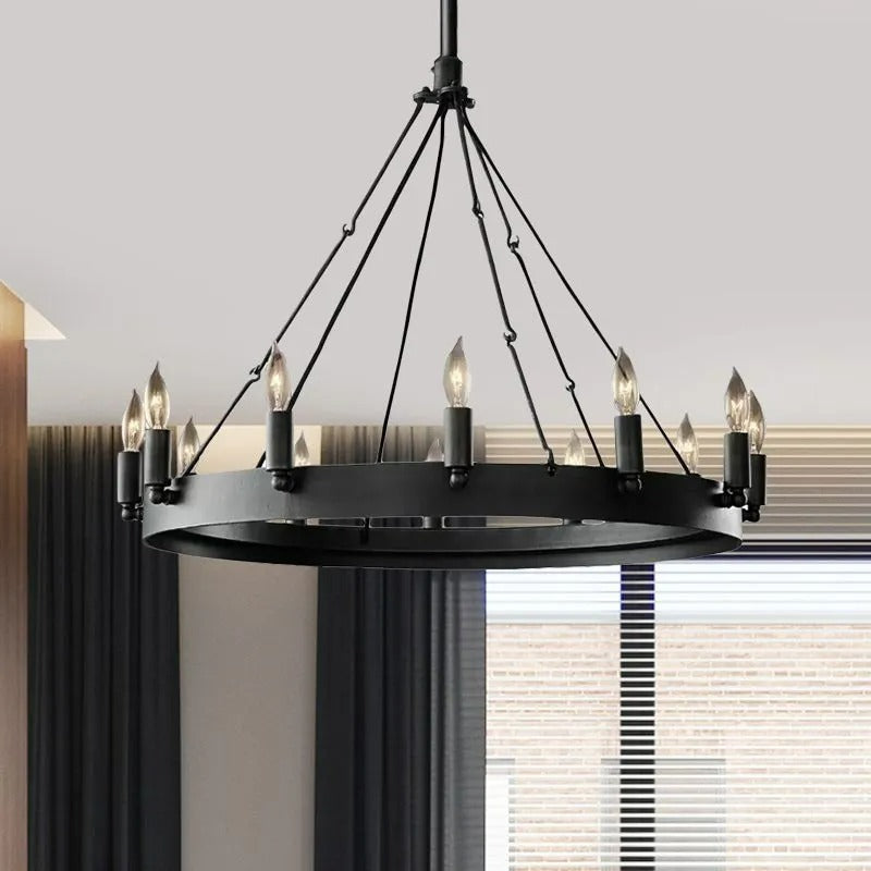Silva Industrial Round Candle Metal Pendant Light - Letslighting