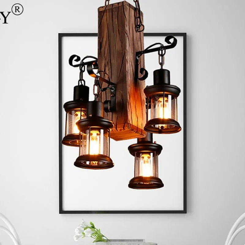 Epoch Industrial Lantern Glass Metal Pendant Light - Letslighting