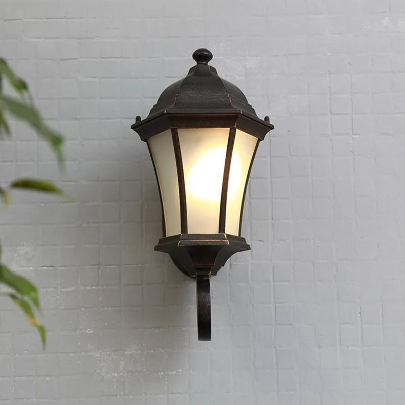 RayVintage Lantern Metal Glass Outdoor Wall Lamp