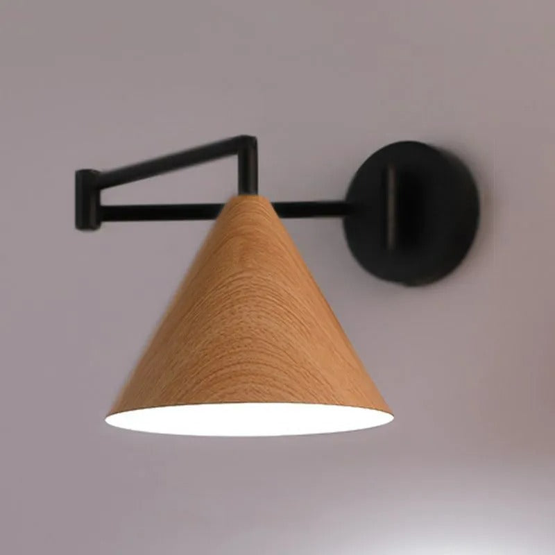 Muto Cone Shaped Adjustable Wall Lamp, /Wood, Bedroom - Letslighting