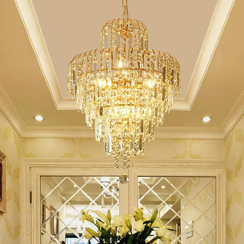 Kristy Luxury 5 Layers Tassel Crystal Chandelier