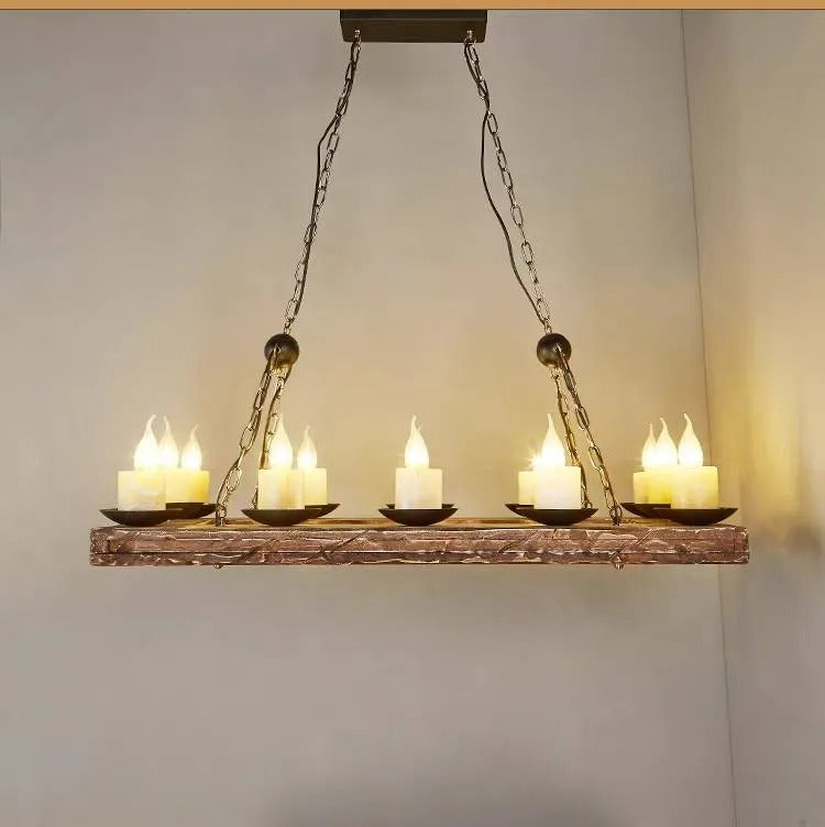 Epoch Candle /Glass/Wood Chandelier - Letslighting