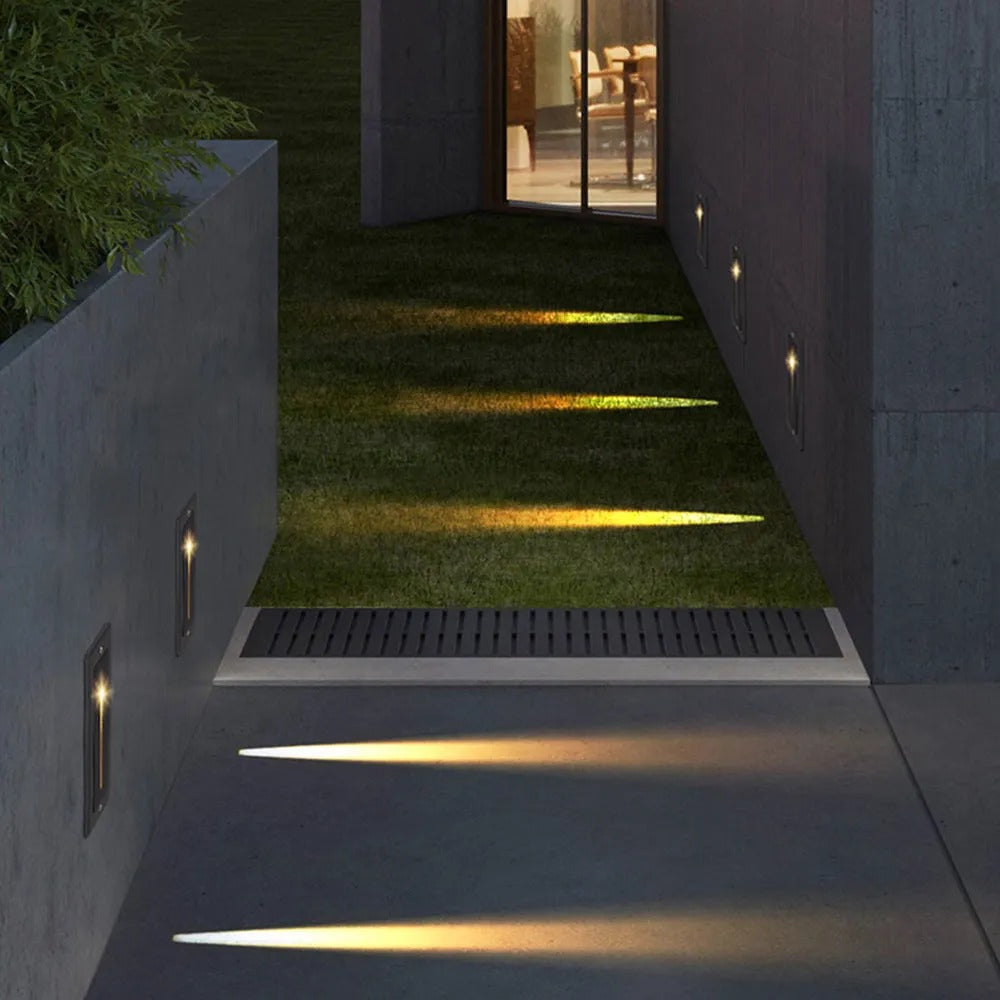 Ray Modern Metal Rectangular Outdoor Deck/Step Light, Gray