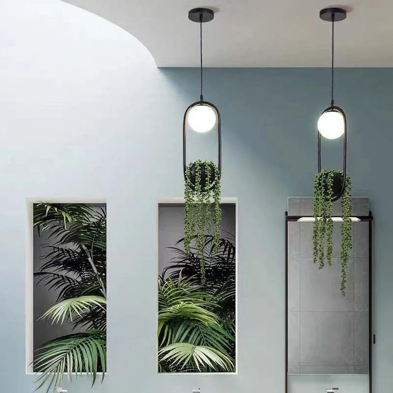 Natural Plant Pot Ball Pendant Light - Letslighting