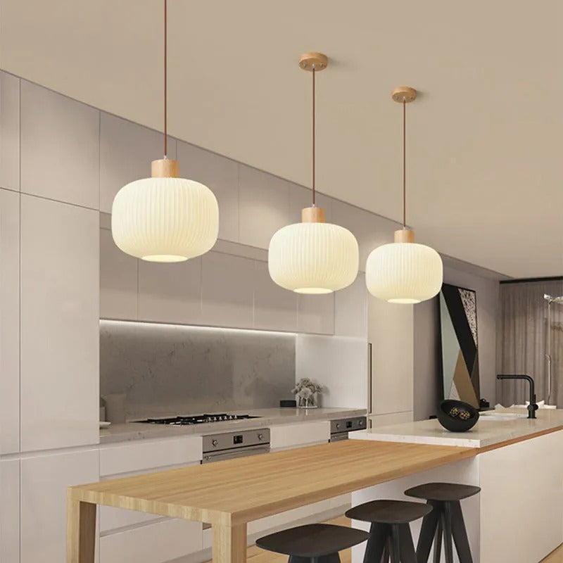 Muto Modern Wood Glass Pendant Light