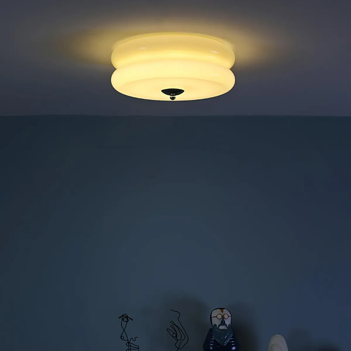 ValentinaVintage Round Flush Mount Ceiling Light Two Layer
