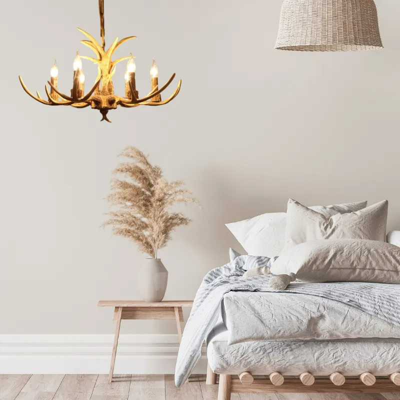Epoch Retro Deer Horn Resin Chandelier Living Room - Letslighting