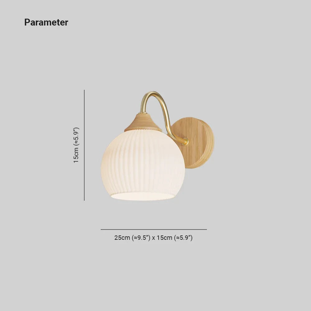 Muto Nordic Minimalist Indoor Wall Lamp Glass Wood Bedroom Balcony - Letslighting
