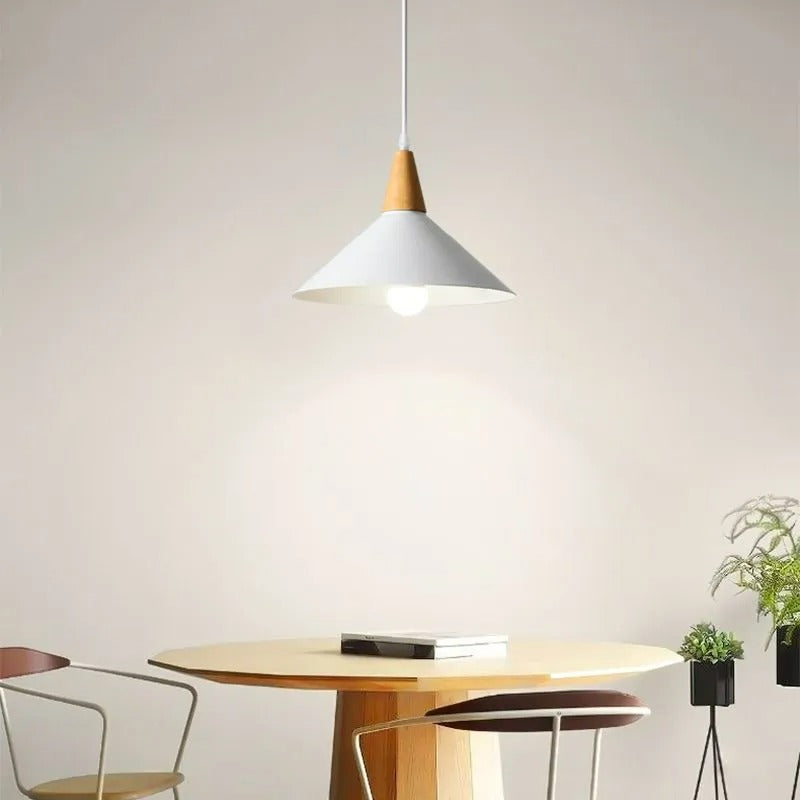 Valentina Minimalist Cap-shaped Pendant Light, Natural Wood - Letslighting
