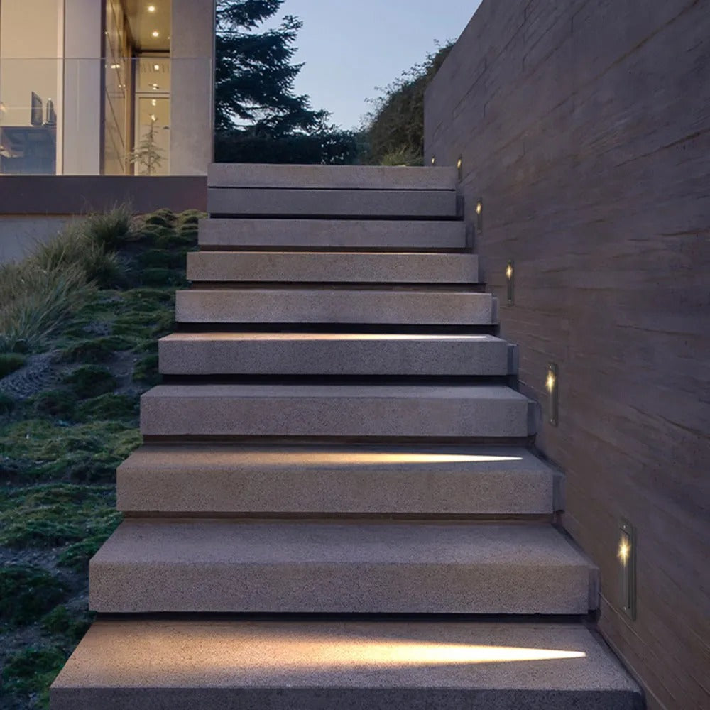 Ray Modern Metal Rectangular Outdoor Deck/Step Light, Gray