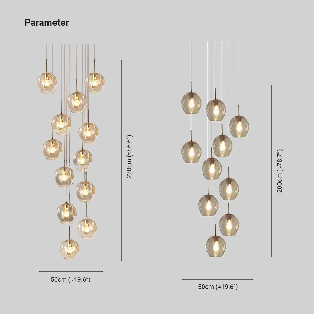 Valentina Modern Ball Glass Chandelier Living Room Staircase - Letslighting