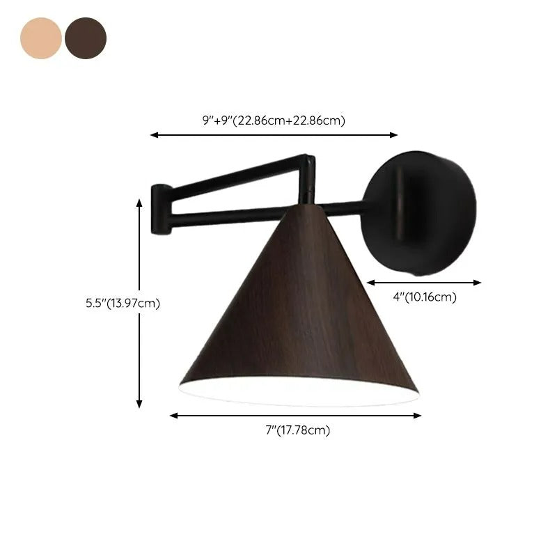 Muto Cone Shaped Adjustable Wall Lamp, /Wood, Bedroom - Letslighting