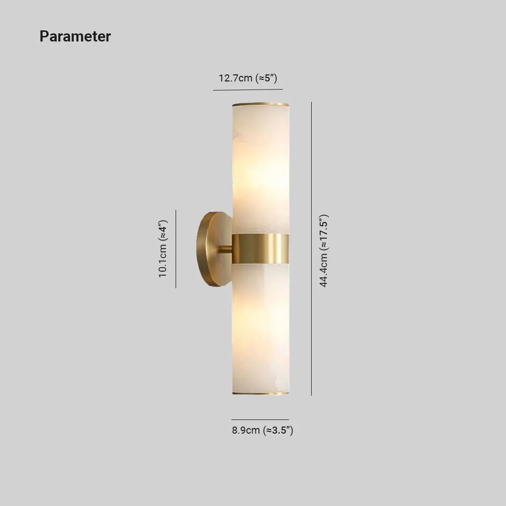 Arisha Modern Double Headed Metal Stone Vanity Wall Lamp, Brass