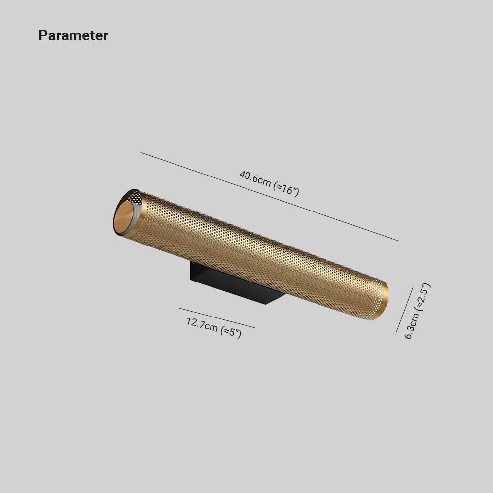 Arisha Modern Geometric Column Metal Vanity Wall Lamp, Brass