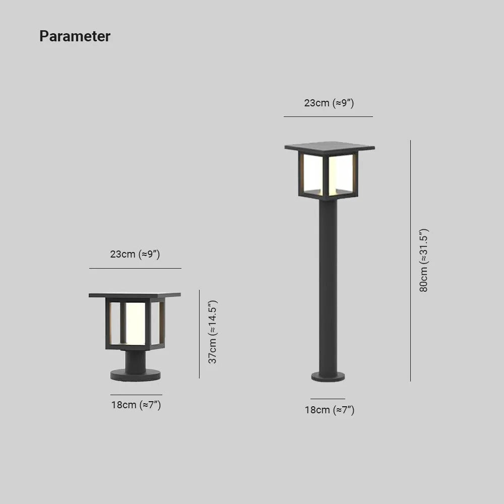 Ray Modern Metal Lantern Shaped Solar Outdoor Bollard Light
