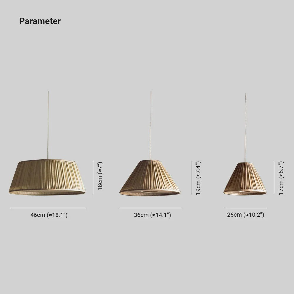 Ritta Pleated Pendant Light Wabi Sabi, Metal/Fabric, Living Room