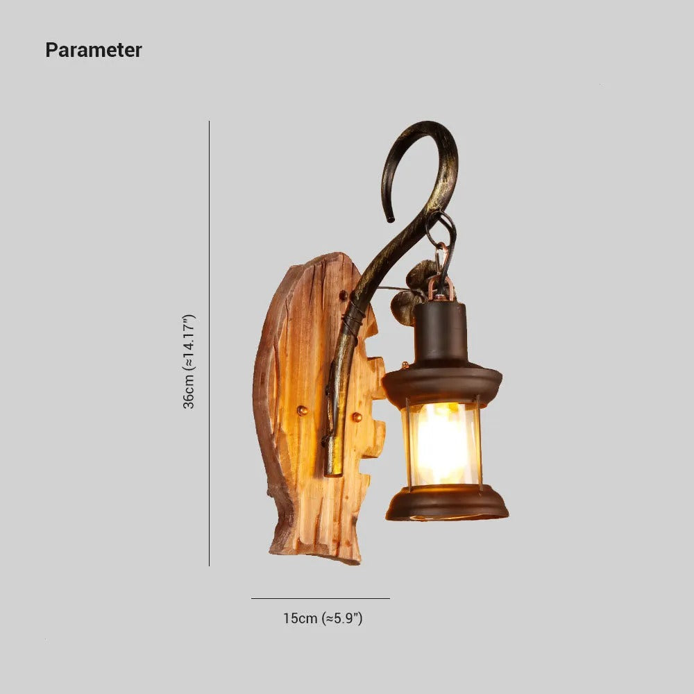 Epoch Wall Lamp Fish Shape Vintage, Wood/Metal, Bedroom